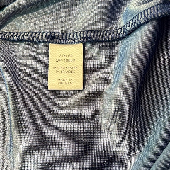 Zenana blue velvet wide leg pant size 1X, elastic waist, not hemmed, Preowned - Picture 6 of 8